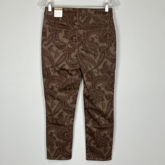 Chicos Womens Perfect Stretch Girlfriend Slim Ankle Jeans Brown Paisley size 2 - Picture 4 of 12